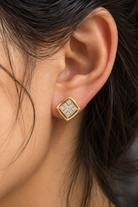 Boucles d'oreilles en diamant de laboratoire, or 14K 18K, taille brillant, grappe de pierres, 0,65 carat, DEF VVS, plaqué rhodium, cadeau d'anniversaire classique, bijoux raffinés - Product Image 2