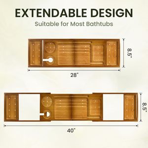Bamboo Bathtub <b>Caddy</b> <b>Tray</b> Expanding <b>Bath</b> Board Organizer Wine Glass Tablet Holder For Luxury Spa Bathroom Decor Wholesale - Product Image 6