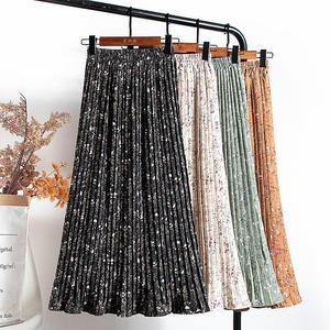 Women's Bohemian A-Line <b>Pleated</b> <b>Maxi</b> <b>Skirt</b> High Waist Solid Color Polyester Chiffon Floor-Length Soft Summer Anti-Pilling - Product Image 1