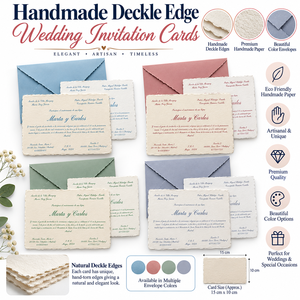 Invitations de mariage personnalisées en papier coton à bords festonnés, imprimées sur mesure, suite de papeterie de luxe faite à la main, export en gros - Product Image 6