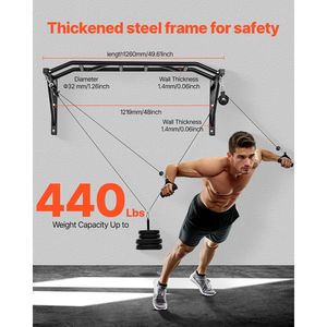 Barra Orizzontale Multifunzione a Muro per Trazioni, Larghezza 50 cm, in Acciaio Resistente, per Allenamento Superiore del Corpo e Chin-Up - Product Image 2