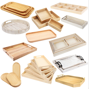 Solid Wood Tray Custom Wooden Bamboo Hotel Tray Home Snack <b>Barbecue</b> Salad Plate - Product Image 2