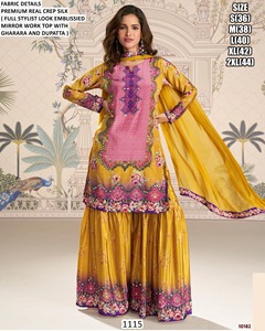 Women's Bandhani Embroidered Regal Mauve Mossilk Traditional Floor-Length Quick Dry All Seasons Regular Fit Gujarati Kurta/<b>Kurti</b> - Product Image 4