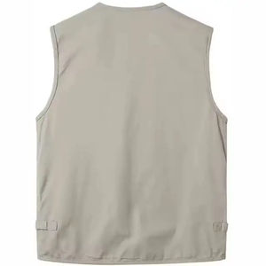 Chaleco Multibolsillos Transpirable para Hombre, Chaleco Casual para Exteriores, Cuello en V, Color Sólido, Poliéster, Ropa de Verano - Product Image 3