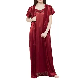 Top Quality New Custom Satin Silk Nightgown Night | Sleep Wear Lady Lase Nightwear Rayon Nighty Home