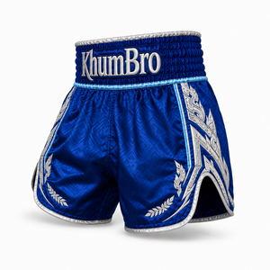 Shorts de Muay Thai Unisexe Personnalisés Brodés Blanc Rouge Or en Satin Premium 100% Polyester – Boxer de Combat à Marque Privée - Product Image 5