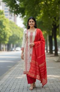 Traje Salwar de Tres Piezas / Conjunto Kurti para Mujer, Diseño Digital con Estampado de Tela de Piel Sintética J Premium, Ideal para Fiestas y Uso Diario - Product Image 6