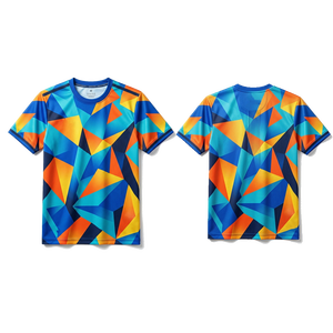 Custom Front Sublimation Printed Jersey 210g Geometric Pattern Quick Dry Polyester Casual Short Sleeve Neck Regular <b>Fit</b> Men - Product Image 2