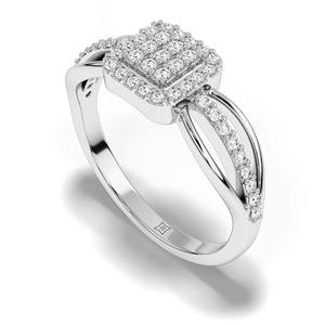 Anillo de Diamantes Naturales Redondos Brillantes en Oro Blanco Sólido de 10K, 14K, 18K, Elegante Anillo de Diamantes Minimalista, Joyería Fina, Regalo para Mujer - Product Image 1