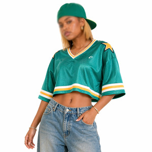 Maillot de football américain personnalisé pour femme, coupe oversize, en maille, col en V, manches courtes, marque privée, vente en gros - Product Image 1