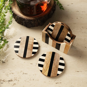 Vintage Handmade <b>Wooden</b> Drink Protection Coaster <b>Set</b> Decorative <b>Tea</b> Coffee Cup Pads for Cafe Decor - Product Image 5