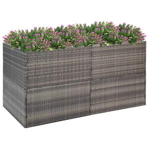 Macetas y Jardineras Grandes de Acero Gris con Estructura de Acero y Ratán Sintético para Jardín - Product Image 1