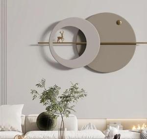 Minimalist Metal <b>Wall</b> Art Circular Beige Frame <b>Decorative</b> Home <b>Decoration</b> Modern Design Handmade Powder Coated Medium Size - Product Image 1