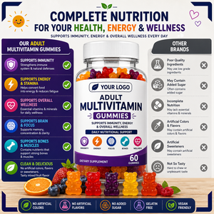 Multivitamines pour adultes, soins de santé naturels, gommes à mâcher moelleuses au goût de fruits, options d'emballage modernes, personnalisation de la marque, détaillants - Product Image 5
