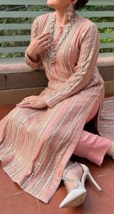 อินเดียปากีสถานล่าสุดชีฟองกระจกมือทำงานหนักชุดปักชุดร้อนขายชุด2022 - Product Image 6