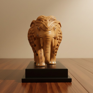 Estatua de Elefante de Madera Hecha a Mano con Diseño Intrincado para Decoración de Hogar, Oficina e Interiores de Lujo - Product Image 3