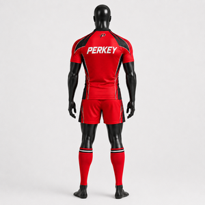 Conjunto de camiseta y pantalones cortos personalizados de primera calidad con tela de poliéster duradera para entrenamiento de equipo, uniforme de rugby, partidos de liga y rugby - Product Image 2