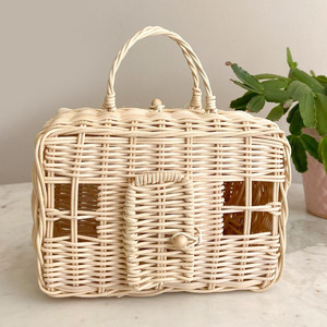 Panier en rotin tressé en forme de maison, paniers de rangement pour enfants, sacs à main pour jouets d'enfants et organisateur de rangement - Product Image 6