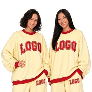 Sudadera Oversize para Mujer, Color Azul Claro, Cuello Redondo, con Logotipo Rojo Estampado, Manga Larga, Tejido de Algodón, para Otoño - Product Image 2