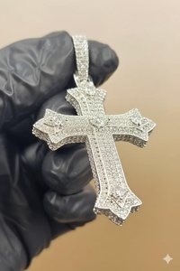 Colgante de Cruz con Diamantes Moissanite VVS, Colgante de Fe Cristiana, Joyería Religiosa, Colgante de Plata 925, Regalos de Comunicación - Product Image 4