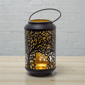 <b>Black</b> Iron <b>Lantern</b> With Tree Cutout Design For Home Decoration - Product Image 6