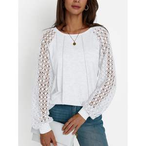 2025 Women's Long <b>Sleeve</b> Blouses Casual & Dressy Tops With Embroidered <b>Lace</b> Fall Fashion Outfits XL Size - Product Image 4