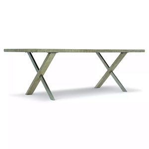 Mesa de comedor moderna de estilo rústico para el hogar, restaurante o cocina, con diseño de patrón de listones de madera maciza de mango, forma de X y dos patas. - Product Image 1