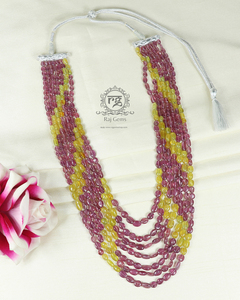 Collier de perles en rubis naturel et pierres précieuses jaunes - Product Image 4