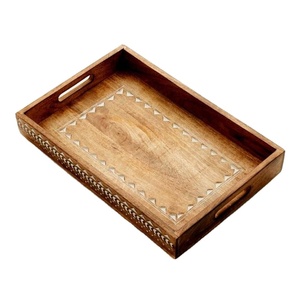 Best Seller Durable Wooden Serving Tray With Handles Premium Kitchen Organizer Dining Table Food Serving Platter Tray - Product Image 1