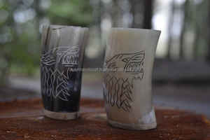 Personalizado exquisito Vintage oso bebiendo Koi taza hecha a mano cuerno Natural corto antiguo tallado estilo Animal negocio perfecto - Product Image 5