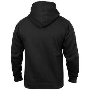 Sweat-shirt à capuche en molleton de coton noir pour homme, coupe classique, couleur unie, avec poche et cordon de serrage - Product Image 4