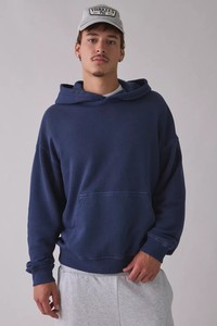Sudadera con Capucha Extra Grande para Hombre, Color Azul Marino Sólido, Informal, de Algodón y Felpa, Corte Regular, para Otoño - Product Image 5