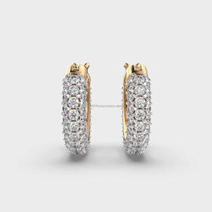 Pendientes de aro de moissanita premium con baño de oro, joyería de lujo para mujer - Product Image 2
