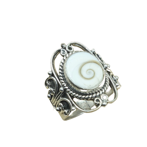 Vintage Shiva Eye Shell <b>Ring</b> 925 Sterling Silver Handmade Boho Spiral <b>Statement</b> <b>Ring</b> Natural Shell Jewelry for Unisex Him Women - Product Image 1