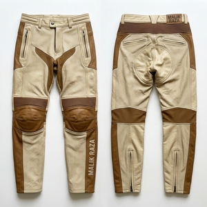 Pantalon de moto en cuir véritable triple couture pour homme et femme, sur mesure, équipement de piste - Product Image 6
