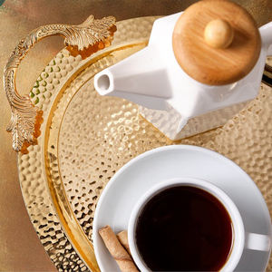 Nueva Bandeja de Servir Ovalada de Metal Dorado 2026 con Asas de Hoja para Cocina, Hotel y Restaurante - Product Image 4