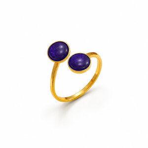 Wholesale Gold Plated Brass Amethyst Cabochon <b>Ring</b> Minimalist <b>Adjustable</b> Fashion Jewelry OEM Custom Design - Product Image 1