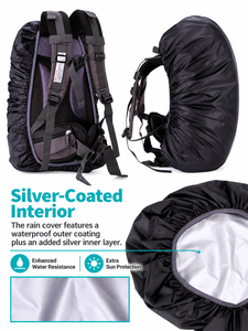 Housse de protection imperméable pour sac à dos avec logo personnalisé, couleur unie, pour randonnée, élastique, anti-poussière, pour camping en extérieur - Product Image 2