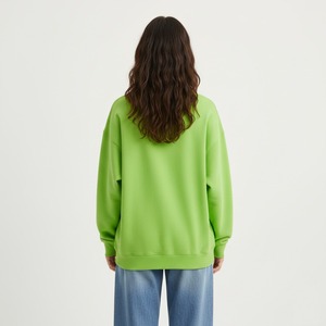 Nouveau sweat-shirt à capuche imprimé sur mesure bicolore, col ras du cou, respirant, élégant, vert lime, printemps-hiver, pour femme, avec badge frontal - Product Image 3