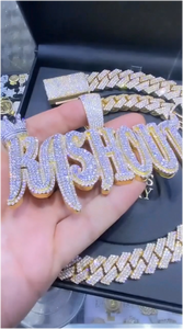 จี้เงินแท้ 925 ประดับมอสซาไนต์สั่งทำพิเศษ จี้มอสซาไนต์ VVS ประดับเพชรแบบ Iced Out จี้ชื่อแบบประดับเพชร - Product Image 3