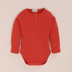 บอดี้สูทแขนยาวทำจากไม้ไผ่อีลาสเทนออร์แกนิกชุดชั้นในเด็กสีเบอร์รี่ - Product Image 1