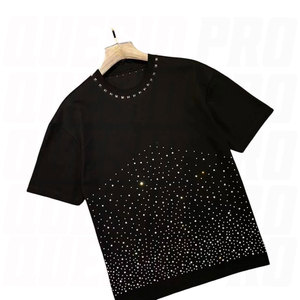 AGNI INDUSTRY Men White Rhinestone <b>T</b> <b>Shirt</b> <b>Sparkly</b> Diamond Studded Short Sleeve Oversized Dot Pattern Streetwear High Quality - Product Image 4