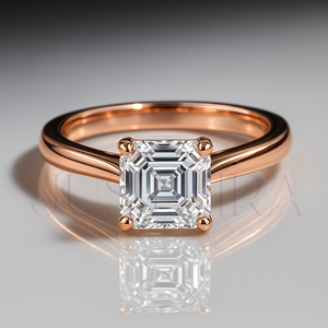 Bague solitaire à sertissage à griffes et diamant taille Asscher, très populaire, pour le quotidien, le bureau et les mariages, un cadeau élégant pour elle - Product Image 2