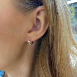 Diamond Huggie <b>Earrings</b> Round Cut Lab Grown 10mm Minimalist Everyday Wear Modern Small <b>Hinged</b> <b>Hoops</b> 14K 18K Solid Gold Wholesale - Product Image 6