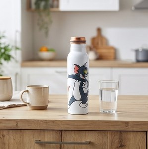 Tom and Jerry Cartoon <b>Stainless</b> <b>Steel</b> <b>Water</b> <b>Bottle</b> with Copper Lid Bullet Shape Metal Tumbler - Product Image 5
