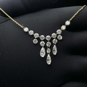 Collier pendentif classique en or avec diamant de laboratoire, cristal en forme de goutte d'eau, strass et chaîne serpent pour mariage, bijoux pour femmes - Product Image 3