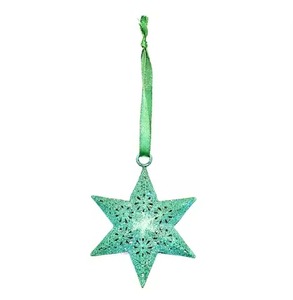 <b>Christmas</b> Hanging Metal Star Ornament Blue Glitter Decoration for <b>Tree</b> Home Party Holiday Decor Gift Piece Hanging Pendant - Product Image 2