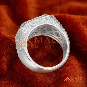 Hip Hop Bling Square Signet <b>Ring</b> Silver High Quality Baguette & Round Cut Zircon Micro Pave <b>Statement</b> <b>Rings</b> Mens Fine Jewellery - Product Image 1