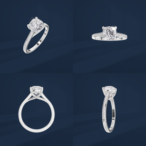 Bague de fiançailles pour femme en platine PT950 avec diamant taille coussin brillant et diamants latéraux couleur D, style classique, certifiée IGI - Product Image 6