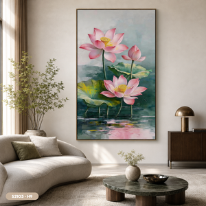 Peinture sur soie de fleurs de lotus peintes à la main de la marque HALO, style impressionnisme, décoration murale en provenance du Vietnam - Product Image 6